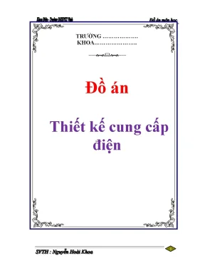 Đồ án thiết kế cung cấp điện