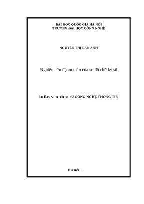 Luận văn nghiên cứu độ an toàn của sơ đồ chữ ký số