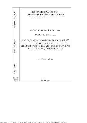 Ứng dụng ngôn ngữ stateflow để mô phỏng và điều khiển hệ thống truyền động ấp than nhà máy nhiệt điện phả lại