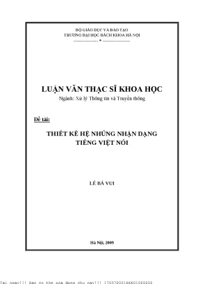Thiết kế hệ nhúng nhận dạng tiếng việt nói