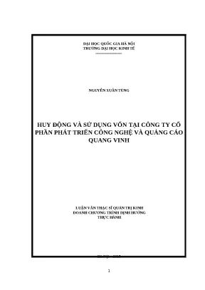 Luận văn huy động và sử dụng vốn tại công ty cổ phần phát triển công nghệ và quảng cáo quang vinh