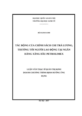 Luận văn tác động của chính sách chi trả lương thưởng tới người lao động tại ngân hàng xăng dầu petrolimex