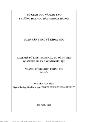 Khai phá dữ liệu trong ác cơ sở dữ liệu quan hệ lớn và các kho dữ liệu