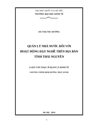 Luận văn quản lý nhà nước đối với hoạt động dạy nghề trên địa bàn tỉnh thái nguyên