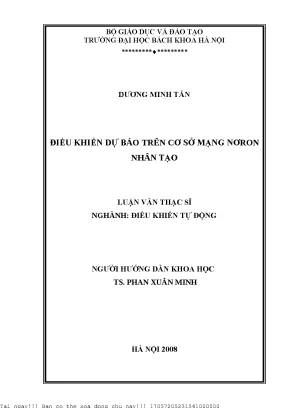 Điều khiển dự báo trên ơ sở mạng nơron nhân tạo