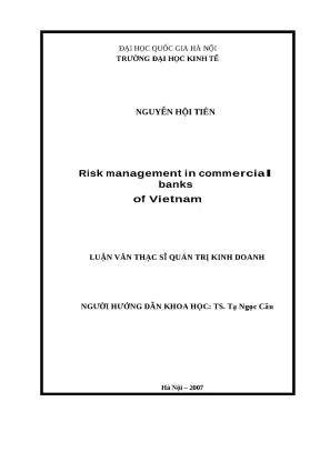 Luận văn risk management in commercial banks of vietnam