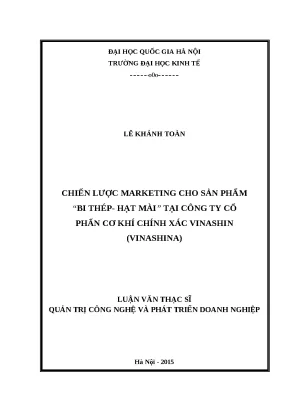 Luận văn chiến lược marketing cho sản phẩm bi thép hạt mài tại công ty cổ phần cơ khí chính xác vinashin vinashina