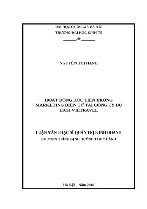 Luận văn hoạt động xúc tiến trong marketing điện tử tại công ty du lịch vietravel
