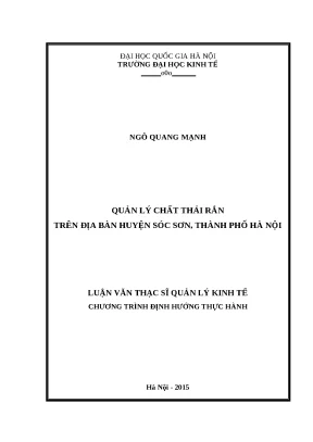 Luận văn quản lý chất thải rắn trên địa bàn huyện sóc sơn thành phố hà nội