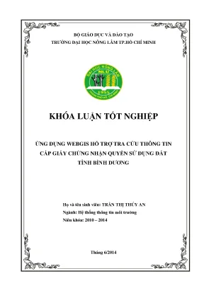 Khóa luận tốt nghiệp hệ thống thông tin môi trường ứng dụng webgis hỗ trợ tra cứu thông tin cấp giấy chứng nhận quyền sử dụng đất tỉnh bình dương