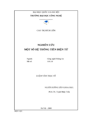 Luận văn nghiên cứu một số hệ thống tiền điện tử