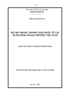 Luận văn rủi ro trong thanh toán quốc tế tại ngân hàng ngoại thương việt nam