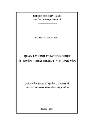 Luận văn quản lý kinh tế nông nghiệp ở huyện khoái châu tỉnh hưng yên