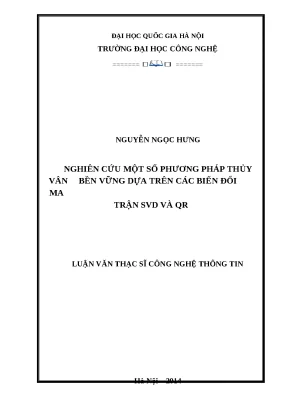 Luận văn nghiên cứu một số phương pháp thủy vân bền vững dựa trên các biến đổi ma trận svd và qr