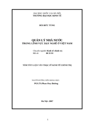 Luận văn quản lý nhà nước trong lĩnh vực dạy nghề ở việt nam