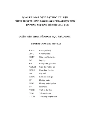 Luận văn quản lý hđdh lý luận chính trị ở trường cao đẳng sư phạm điện biên đáp ứng yêu câu đoi mới giáo dục