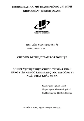 Nghiệp vụ thực hiện chứng từ xuất khẩu hàng viên nén gỗ sang hàn quốc tại công ty xuất nhập khẩu mi na