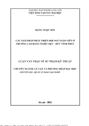 Á giải pháp phát triển đội ngũ giáo viên ở trường cao đẳng nghề việt đứ vĩnh phú