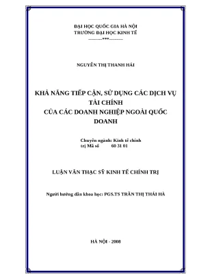 Luận văn khả năng tiếp cận sử dụng các dịch vụ tài chính của các doanh nghiệp ngoài quốc doanh