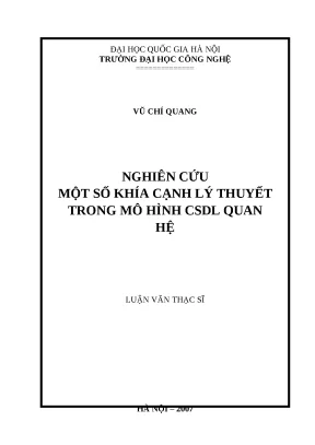 Luận văn nghiên cứu một số khía cạnh lý thuyết trong mô hình csdl quan hệ