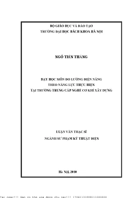 Dạy họ môn đo lường điện theo năng lự thự hiện tại trường trung ấp nghề ơ khí xây dựng