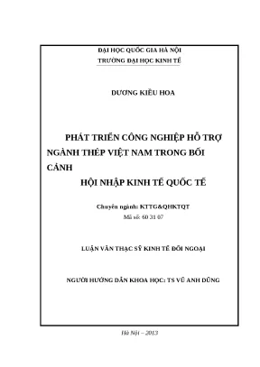Luận văn phát triển công nghiệp hỗ trợ ngành thép việt nam trong bối cảnh hội nhập kinh tế quốc tế