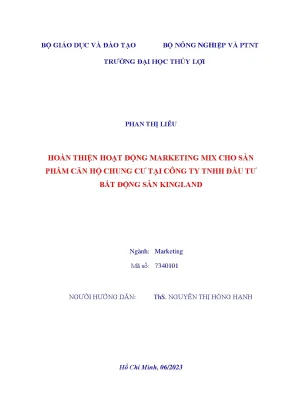 Khóa luận tốt nghiệp hoàn thiện hoạt động marketing mix cho sản phẩm căn hộ chung cư tại công ty tnhh đầu tư bất động sản kingland