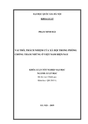 Khóa luận vai trò trách nhiệm của xã hội trong phòng chống tham nhũng ở việt nam hiện nay