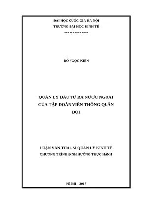 Luận văn quản lý đầu tư ra nước ngoài của tập đoàn viễn thông quân đội