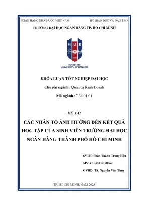 Các nhân tố ảnh hưởng đến kết quả học tập của sinh viên trường đại học ngân hàng thành phố hồ chí minh