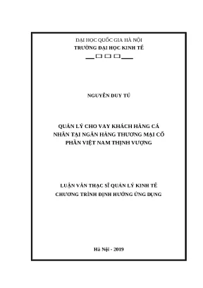 Luận văn quản lý cho vay khcn tại ngân hàng tmcp việt nam thịnh vượng
