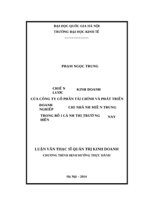 Luận văn chiến lược kinh doanh của công ty cổ phần tài chính và phát triển doanh nghiệp chi nhánh miền trung trong bối cảnh thị trường hiện nay