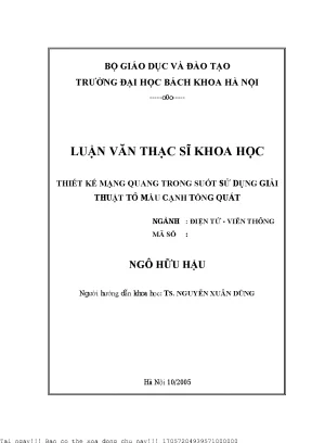 Thiết kế mạng quang trong suốt sử dụng giải thuật tô mầu ạnh tổng quát