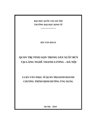 Luận văn quản trị tinh gọn trong sản xuất bún tại làng nghề thanh lương hà nội