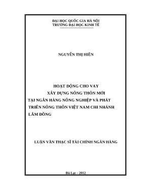 Luận văn hoạt động cho vay xây dựng nông thôn mới tại ngân hàng nông nghiệp và phát triển nông thôn việt nam chi nhánh lâm đồng
