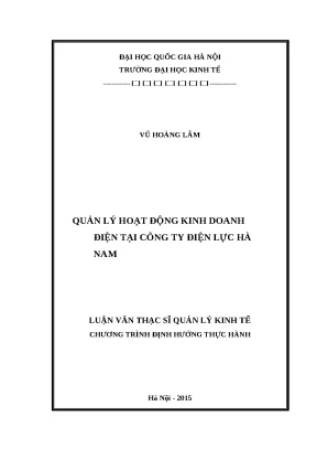 Luận văn quản lý hoạt động kinh doanh điện tại công ty điện lực hà nam