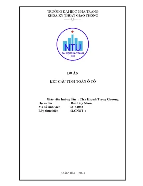 Đồ án lý thuyết kết cầu và tính toán ô tô