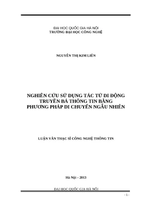 Luận văn nghiên cứu sử dụng tác tử di động truyền bá thông tin bằng phương pháp di chuyển ngẫu nhiên