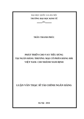 Luận văn phát triển cho vay tiêu dùng tại ngân hàng thương mại cổ phần hàng hải việt nam chi nhánh nam định
