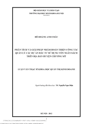 Phân tíh và giải pháp nhằm hoàn thiện ông tá quản lý á dự án đầu tư sử dụng vốn ngân sáh trên địa bàn huyện chương mỹ
