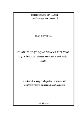 Luận văn quản lý hoạt động mua và xử lý nợ tại công ty tnhh mua bán nợ việt nam