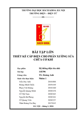 Bài tập lớn thiết kế cấp điện cho phân xưởng sửa chữa cơ khí