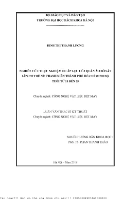Nghiên ứu thự nghiệm đo áp lự ủa quần áo bó sát lên ơ thể nữ thanh niên thành phố hồ chí minh độ tuổi từ 18 đến 25