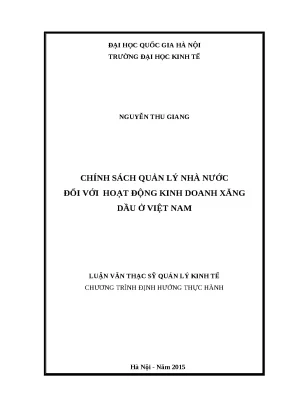 Luận văn chính sách quản lý nhà nước đối với hoạt động kinh doanh xăng dầu ở việt nam