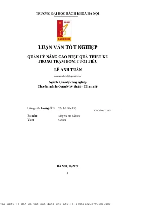Quản lý nâng ao hiệu quả thiết kế trong trạm bơm tưới tiêu