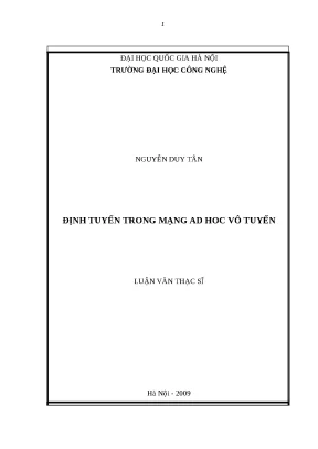 Luận văn định tuyến trong mạng ad hoc vô tuyến