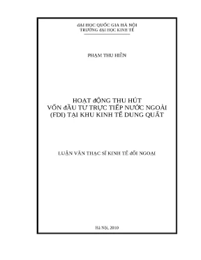 Luận văn họat động thu hút vốn đầu tư trực tiếp nước ngoài fdi tại khu kinh tế dung quất