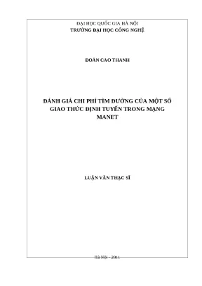 Luận văn đánh giá chi phí tìm đường của một số giao thức định tuyến trong mạng manet