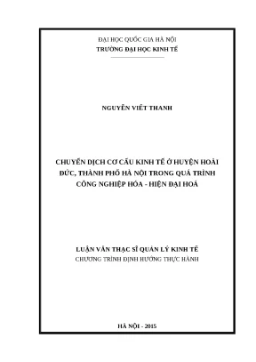 Luận văn chuyển dịch cơ cấu kinh tế ở huyện hoài đức thành phố hà nội trong quá trình công nghiệp hóa hiện đại hóa