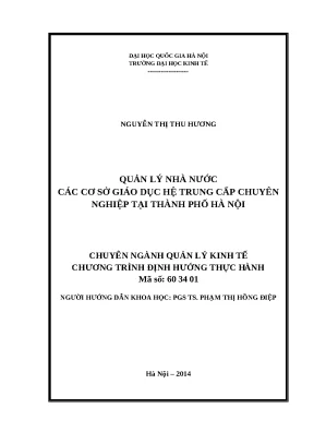 Luận văn quản lý nhà nước các cơ sở giáo dục hệ trung cấp chuyên nghiệp tại thành phố hà nội